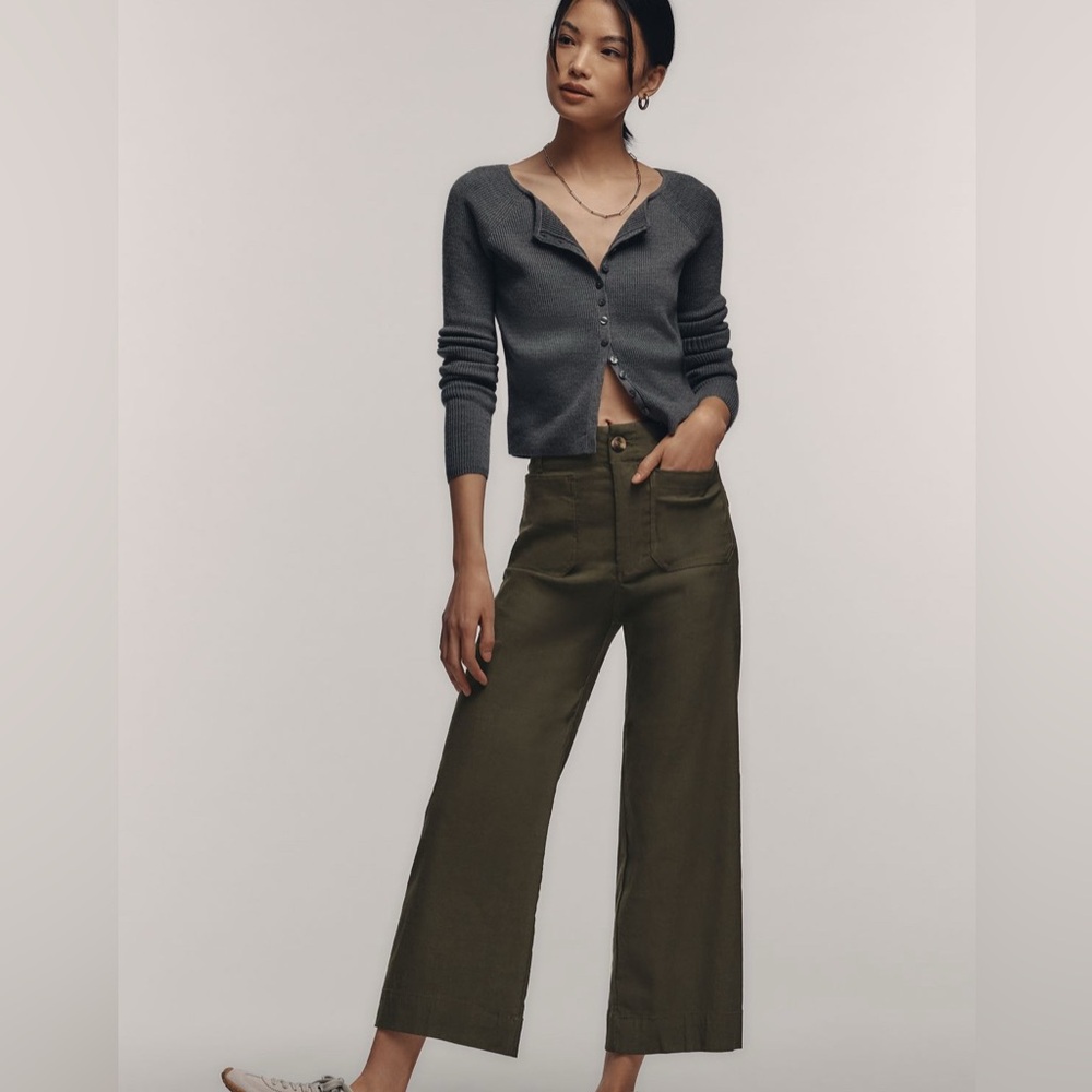 Anthropologie Olive Wide Leg Pants